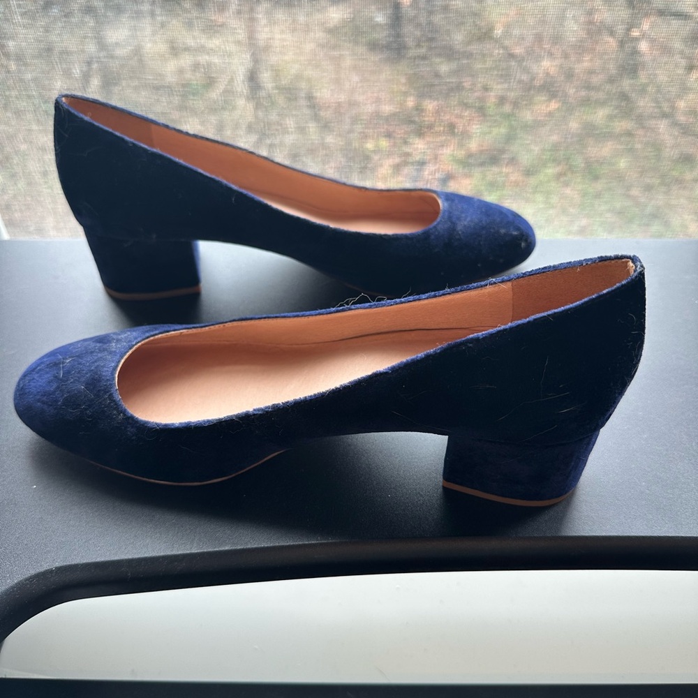 Elegant Velvet Navy Blue Women's Shoes